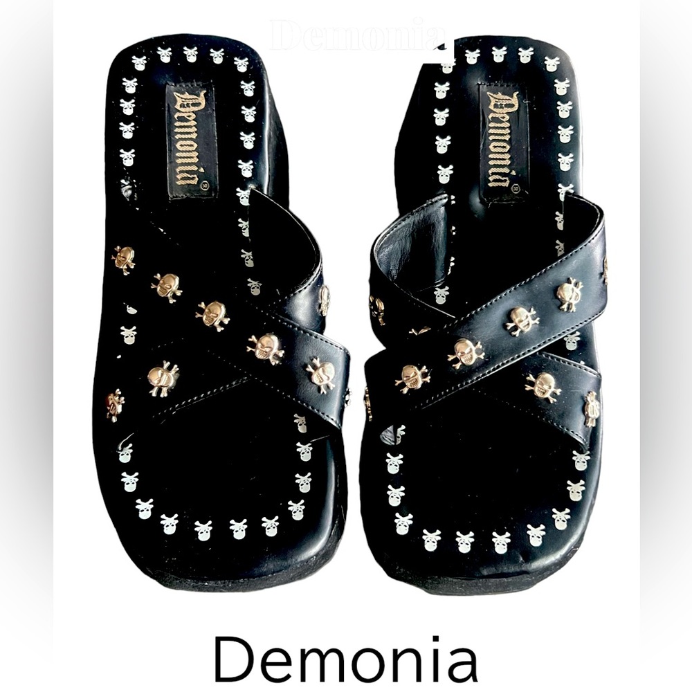 Demonia Platform Sandals with Skulls